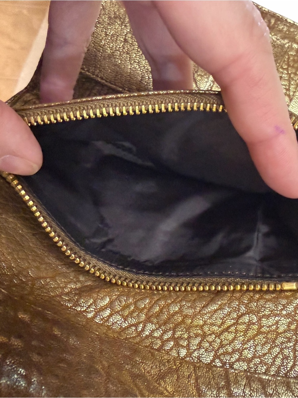 Miu Miu Metallic Distressed Lambskin Gold Brown Compact Flap Wallet - Picture 11 of 13